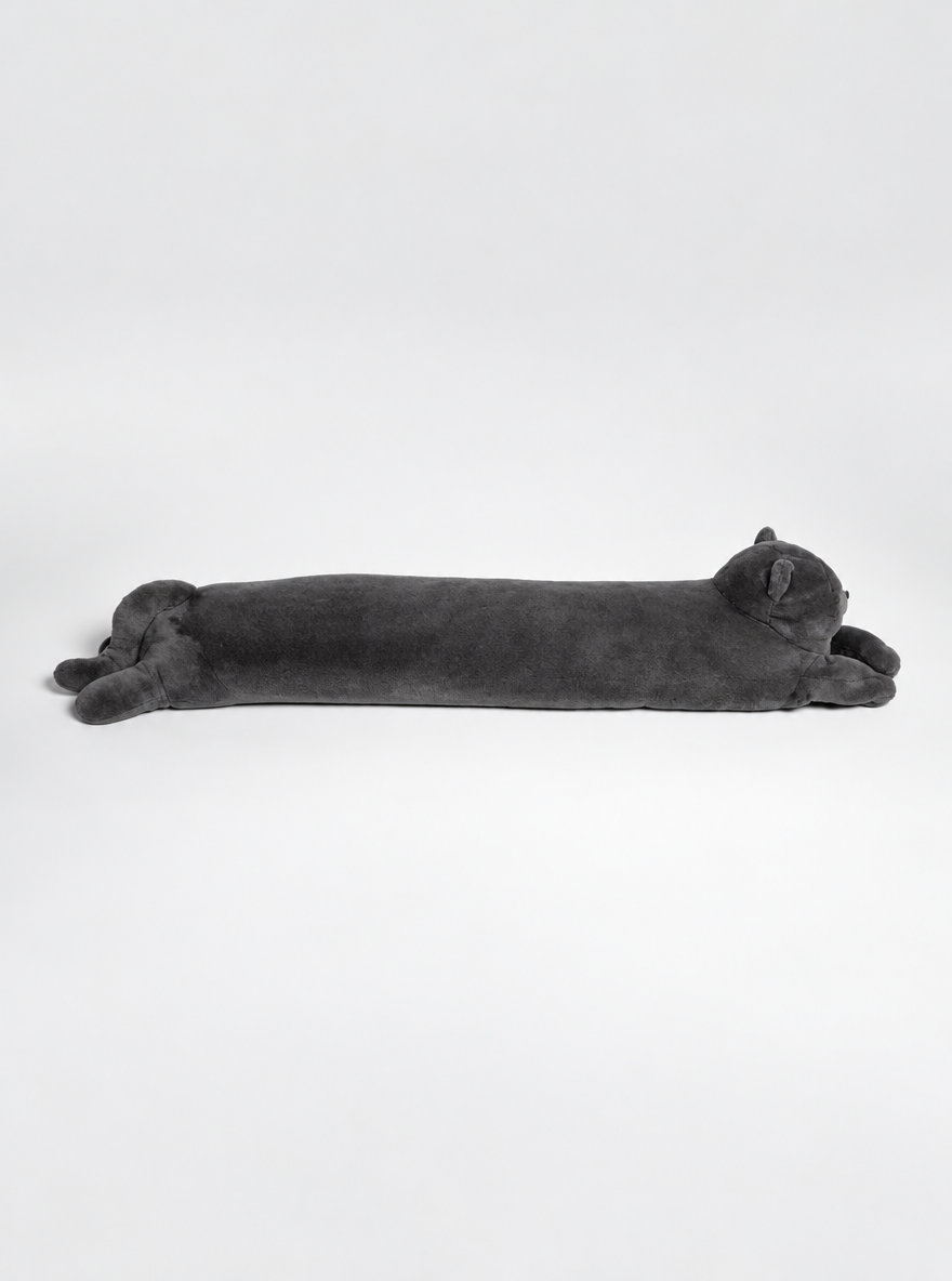 Lazywhisker Long Cat Body Pillow, Charcoal Gray Plush Hugging Cushion for Bed and Couch
