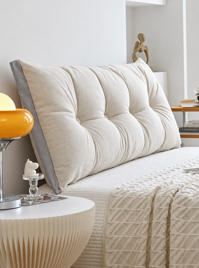 Softlanding Tufted Headboard Cushion, Long Padded Backrest Pillow for Reading and Lounging in Bed