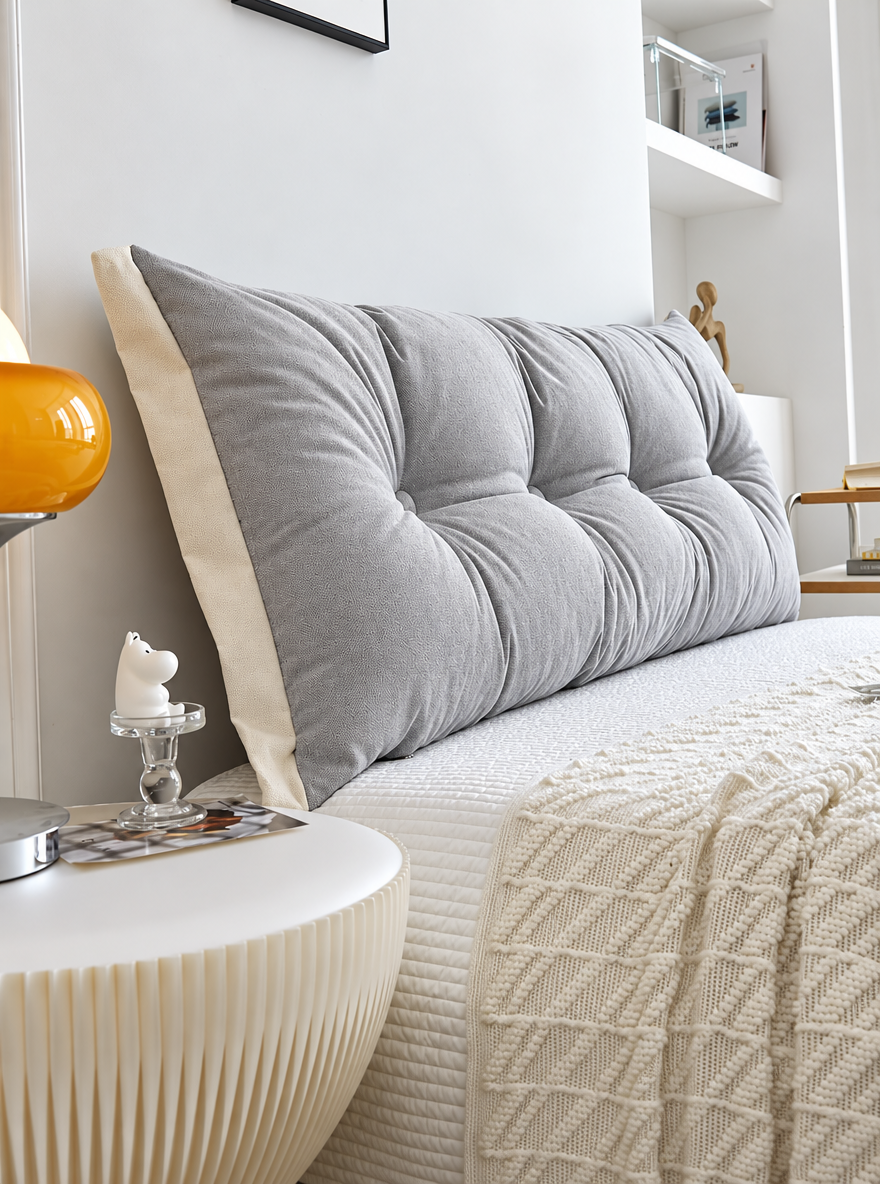 Softlanding Tufted Headboard Cushion, Long Padded Backrest Pillow for Reading and Lounging in Bed