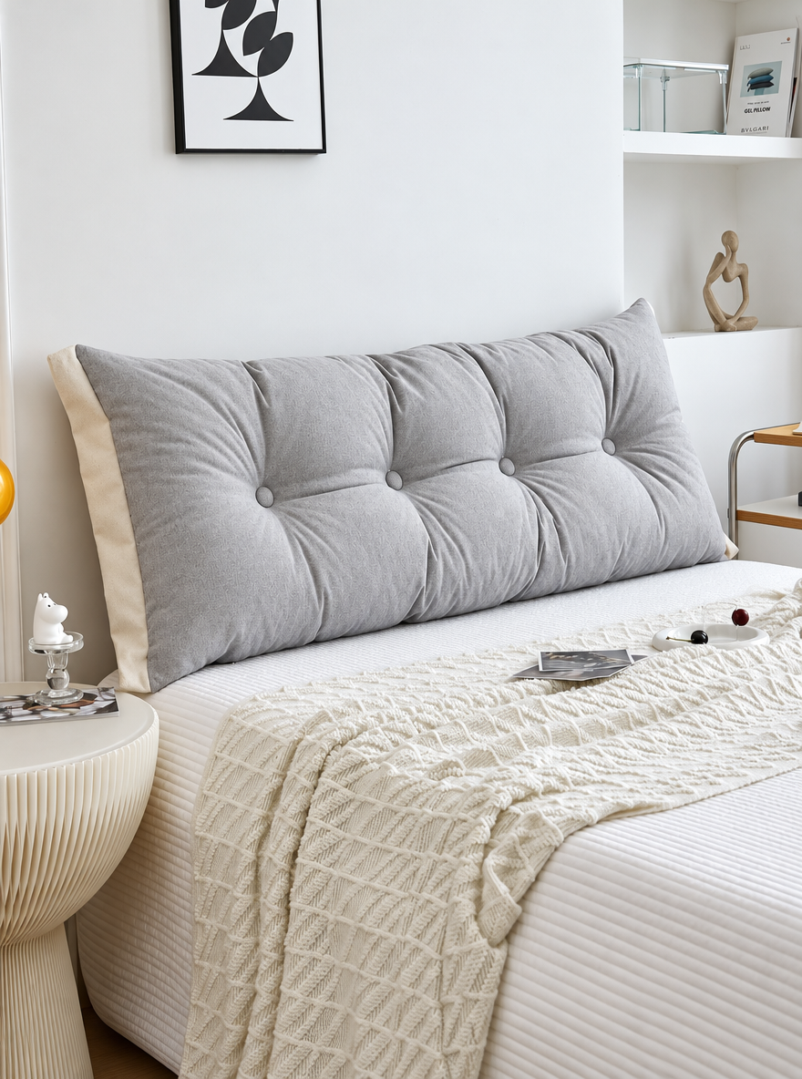 Softlanding Tufted Headboard Cushion, Long Padded Backrest Pillow for Reading and Lounging in Bed