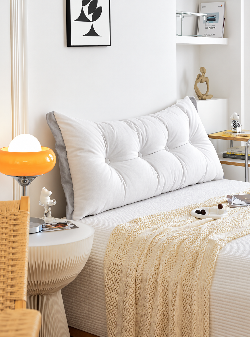 Softlanding Tufted Headboard Cushion, Long Padded Backrest Pillow for Reading and Lounging in Bed