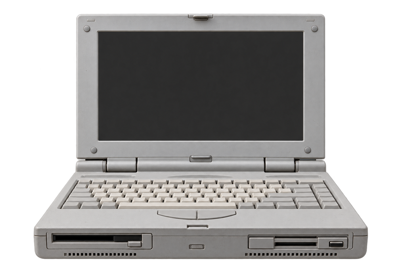 Three-dimensional gray vintage laptop computer